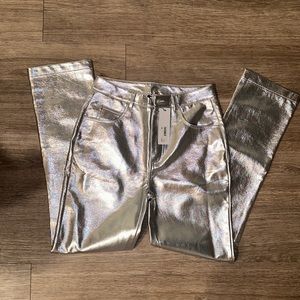 NWT Silver Metallic Pants